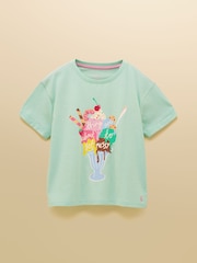 Mintgrün - Joules Girls' Fundays Graphic Short Sleeve T-Shirt - Bild 1 von 5