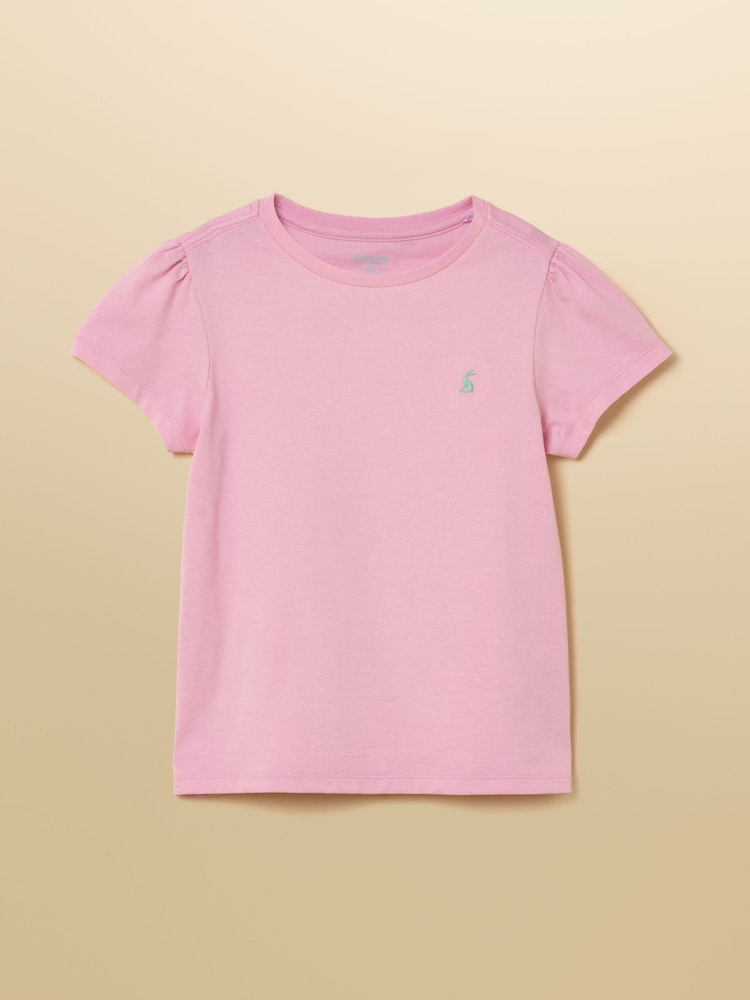 Rosa - Joules flickor kortärmad bomulls-T-shirt med tryck "Let's Go" - Bild 1 av 5