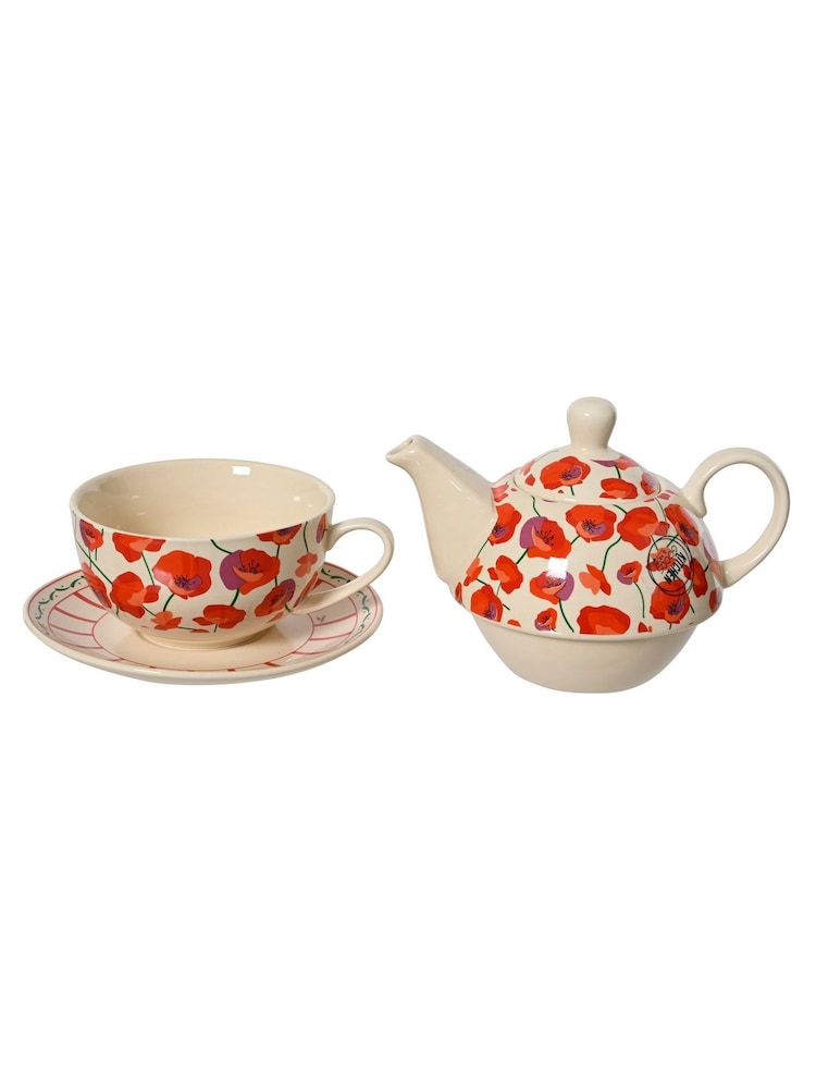 Decoris Poppy Porcelain Tea for One - Image 2 of 2