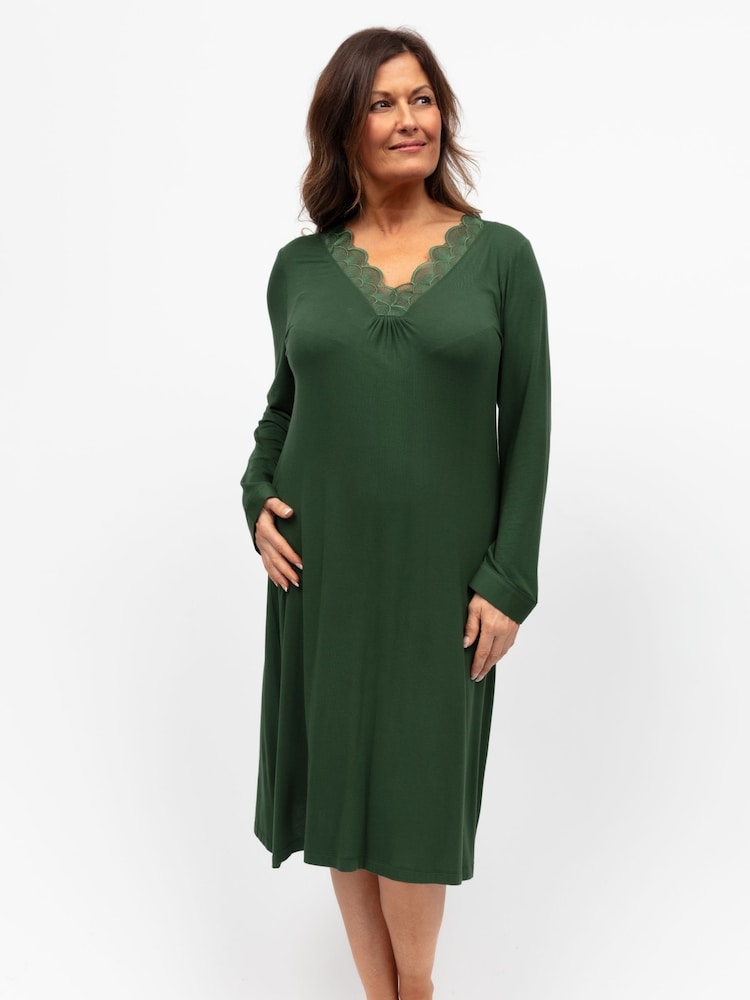 Cyberjammies Green Nora Rose Long Sleeve Short Nightdress - Image 1 of 4