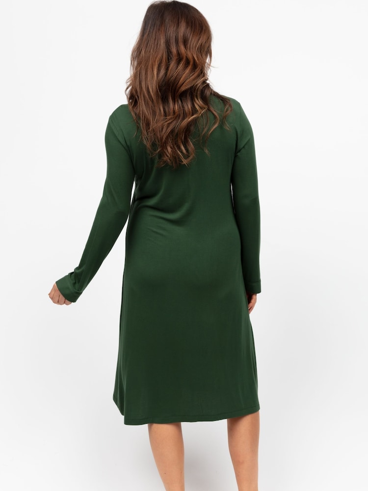 Cyberjammies Green Nora Rose Long Sleeve Short Nightdress - Image 2 of 4 Cyberjammies Green Nora Rose Long Sleeve Short Nightdress - Image 2 of 4