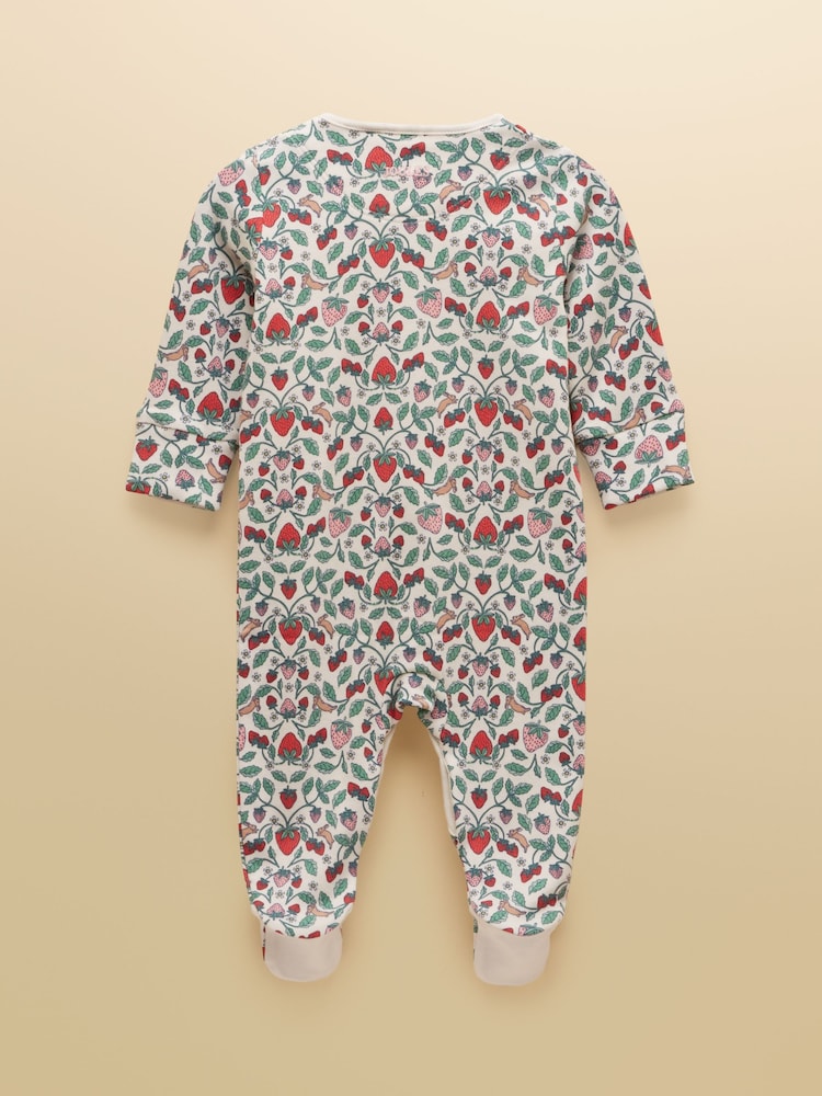 Joules Razamataz Cream Strawberries Cotton Babygrow - Image 2 of 5