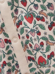 Joules Razamataz Cream Strawberries Cotton Babygrow - Image 4 of 5