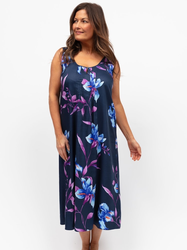 Cyberjammies Blue Nora Rose Floral Print Long Nightdress - Image 1 of 4 Cyberjammies Blue Nora Rose Floral Print Long Nightdress - Image 1 of 4