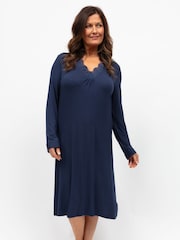 Cyberjammies Blue Nora Rose Long Sleeve Short Nightdress - Image 1 of 4