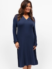Cyberjammies Blue Nora Rose Long Sleeve Short Nightdress - Image 1 of 4