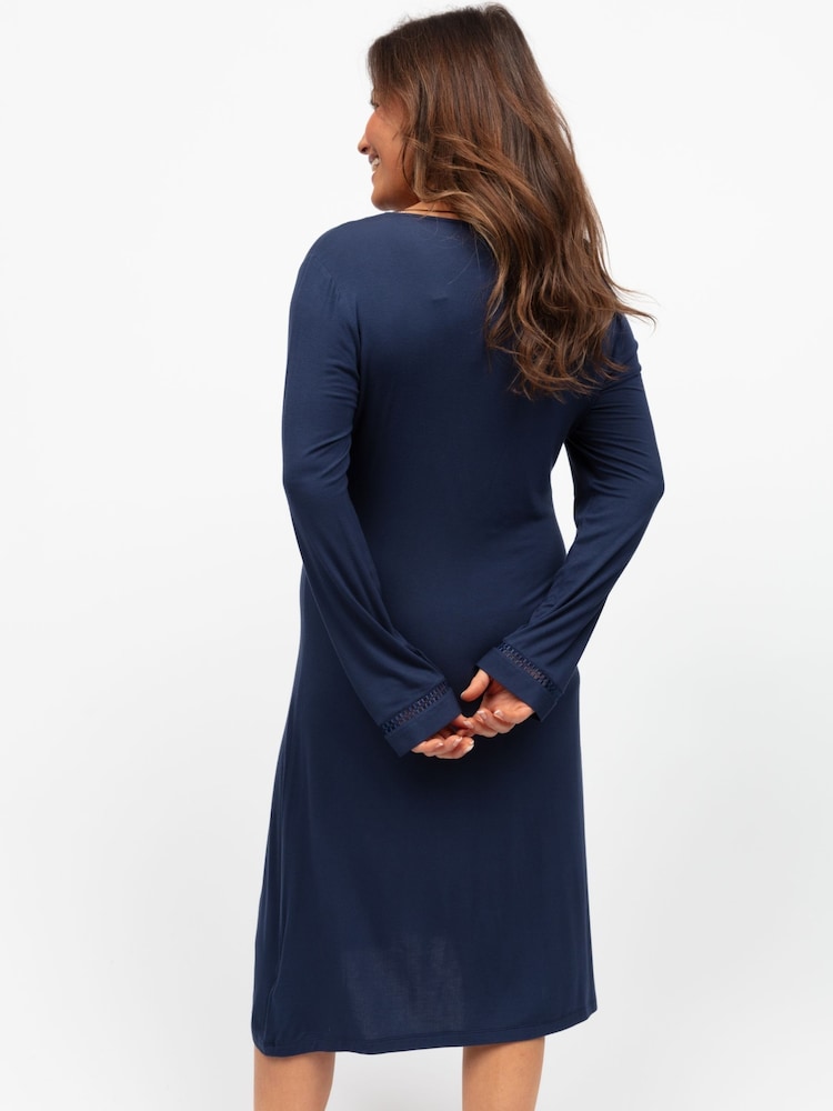 Cyberjammies Blue Nora Rose Long Sleeve Short Nightdress - Image 2 of 4