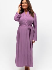 Cyberjammies Purple Nora Rose Long Sleeve Jersey Dressing Gown - Image 1 of 4