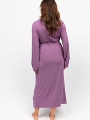 Cyberjammies Purple Nora Rose Long Sleeve Jersey Dressing Gown - Image 2 of 4