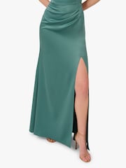 Adrianna Papell Green Sleeveless Satin Crepe Gown - Image 4 of 6
