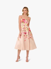 Adrianna Papell Natural Border Mikado Dress - Image 1 of 6
