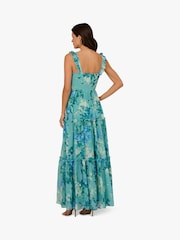 Adrianna Papell Green Print Chiffon Ruffle Dress - Image 2 of 6