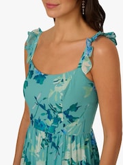 Adrianna Papell Green Print Chiffon Ruffle Dress - Image 4 of 6