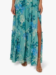 Adrianna Papell Green Print Chiffon Ruffle Dress - Image 5 of 6