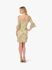 Adrianna Papell Green Floral Print Embroidery Sheath Dress - Изображение 2 из 6