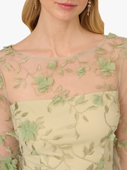 Adrianna Papell Green Floral Print Embroidery Sheath Dress - Изображение 4 из 6