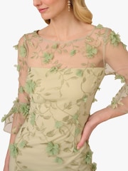 Adrianna Papell Green Floral Print Embroidery Sheath Dress - Изображение 5 из 6