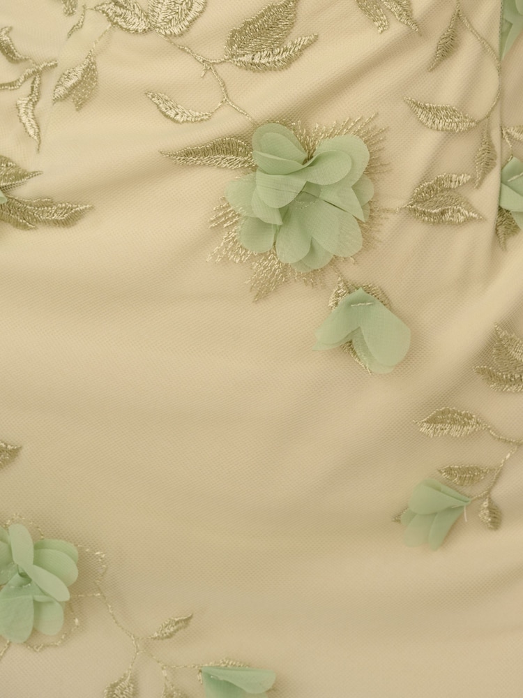 Adrianna Papell Green Floral Print Embroidery Sheath Dress - Изображение 6 из 6