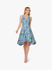 Adrianna Papell Green Jacquard Dress - Image 1 of 6