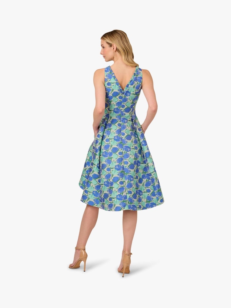 Adrianna Papell Green Jacquard Dress - Image 2 of 6