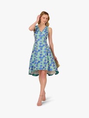 Adrianna Papell Green Jacquard Dress - Image 3 of 6