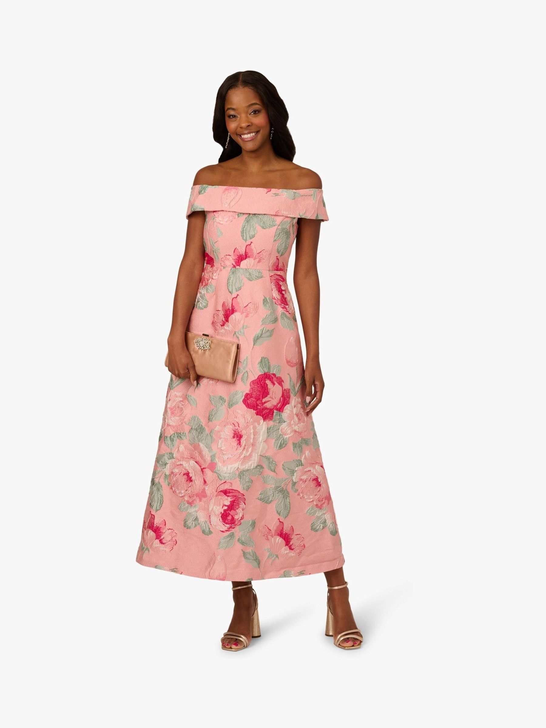 Buy Adrianna Papell Pink Off Shoulder Jacquard Dress from Next USA