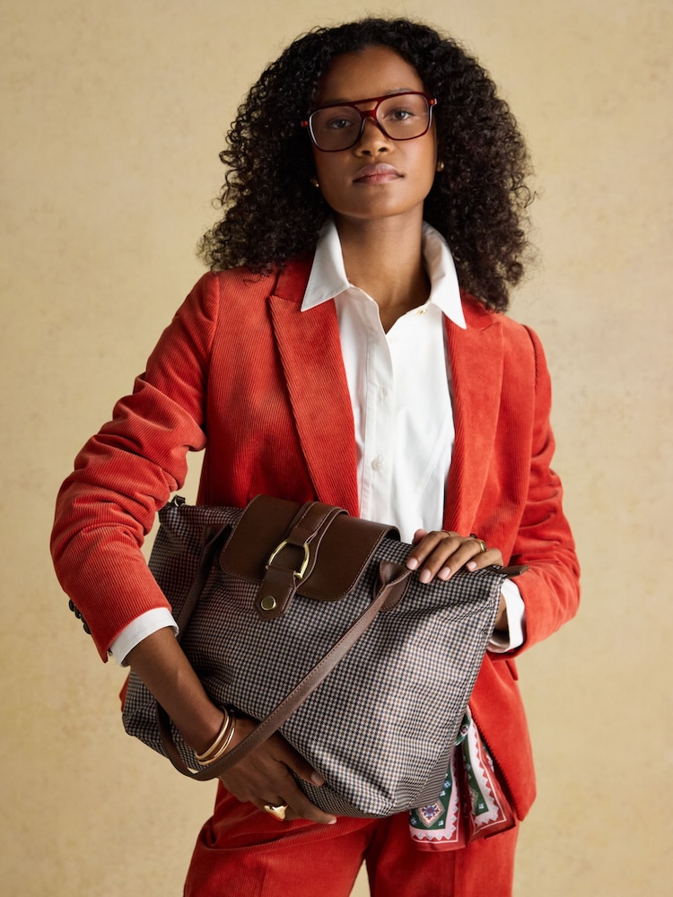 Joules Edie Brown Check Shopper bag - Image 1 of 8 Joules Edie Brown Check Shopper bag - Image 1 of 8