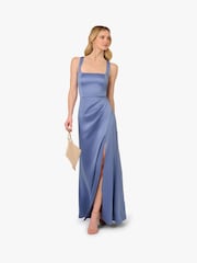 Adrianna Papell Blue Sleeveless Satin Crepe Gown - Image 3 of 6