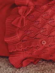 Red Frill Knitted Bow Baby Cardigan Set (0mths-3yrs) - Image 3 of 3