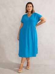 Live Unlimited Blue Pintuck Midi Dress - Image 1 of 6