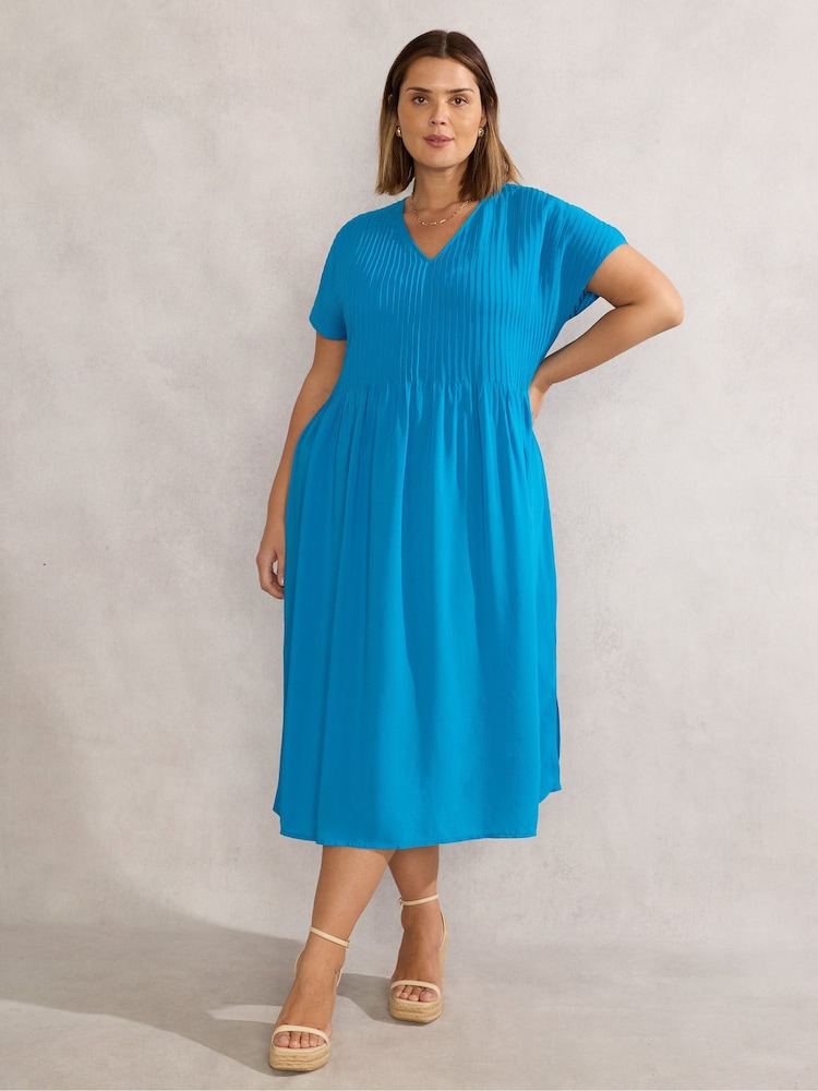 Live Unlimited Blue Pintuck Midi Dress - Image 1 of 6