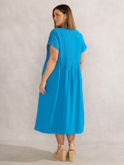 Live Unlimited Blue Pintuck Midi Dress - Image 2 of 6