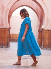 Live Unlimited Blue Pintuck Midi Dress - Image 6 of 6