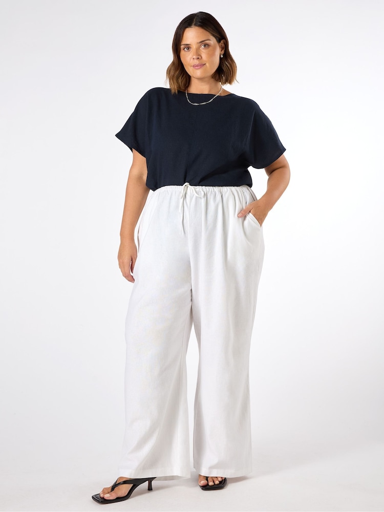 Live Unlimited White Curve Full Length Drawstring Trousers - Image 1 of 3