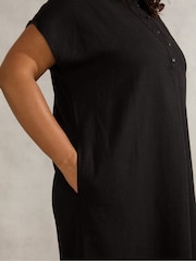 Live Unlimited Black Linen Blend Chuck On Shirt Dress - Image 2 of 4