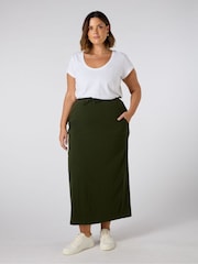 Live Unlimited Green Jersey Midi 100% Cotton Skirt - Image 1 of 3