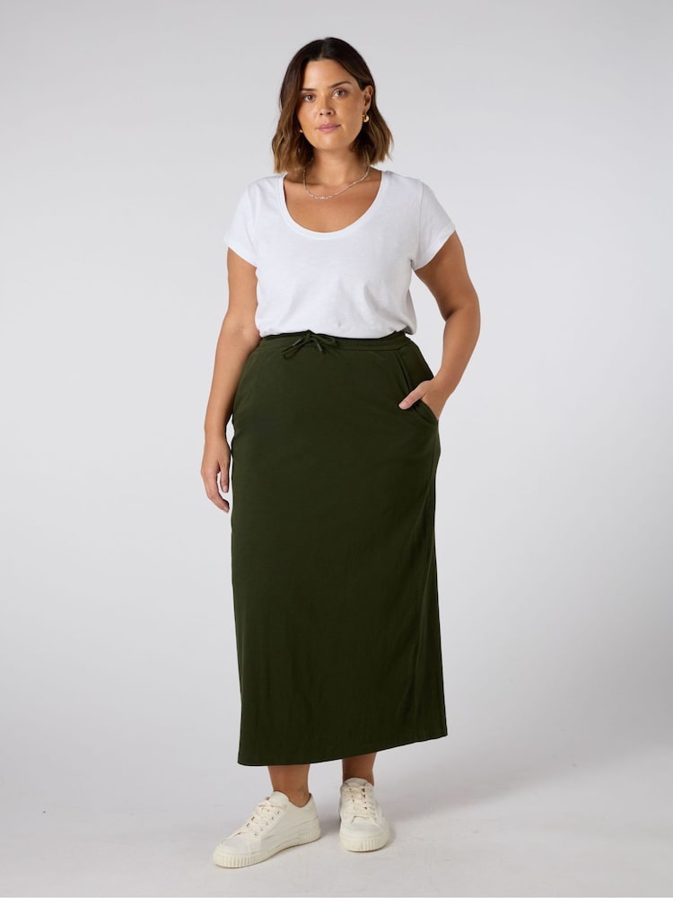Live Unlimited Green Jersey Midi 100% Cotton Skirt - Image 1 of 3 Live Unlimited Green Jersey Midi 100% Cotton Skirt - Image 1 of 3
