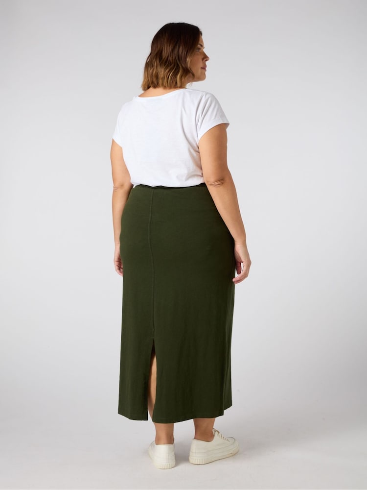 Live Unlimited Green Jersey Midi 100% Cotton Skirt - Image 2 of 3