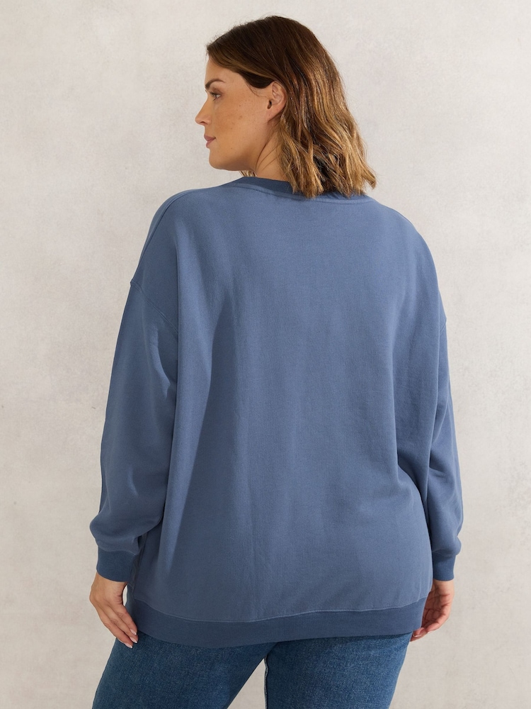 Live Unlimited Blue Oversized Live 100% Cotton Sweatshirt - Image 2 of 3