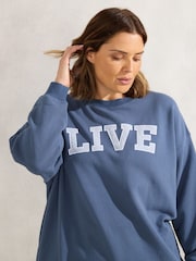 Live Unlimited Blue Oversized Live 100% Cotton Sweatshirt - Image 3 of 3