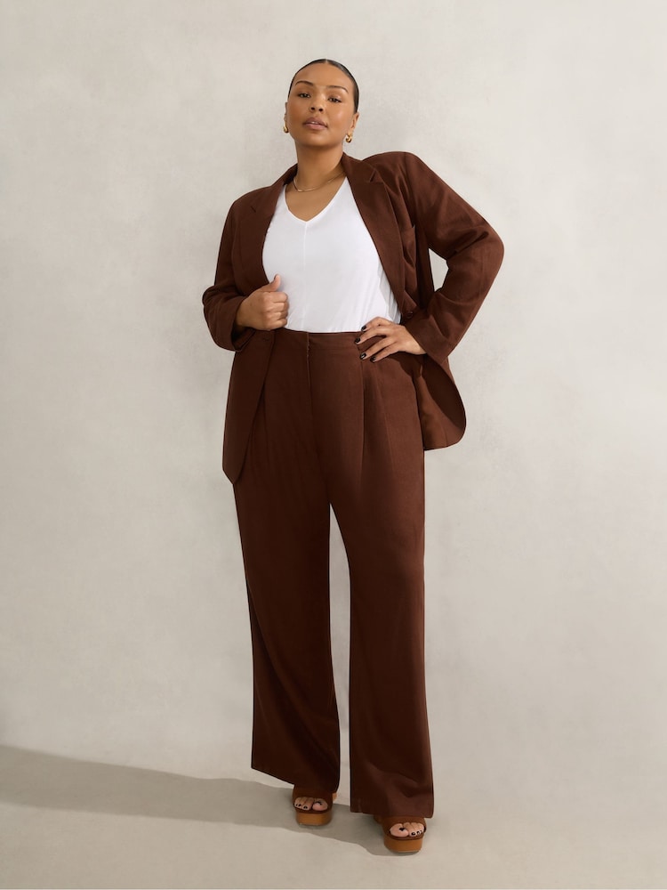 Live Unlimited Brown Linen Blazer - Image 1 of 6