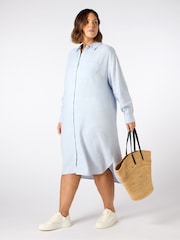 Live Unlimited Blue Linen Shirt Dress - Image 3 of 5