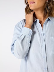 Live Unlimited Blue Linen Shirt Dress - Image 4 of 5