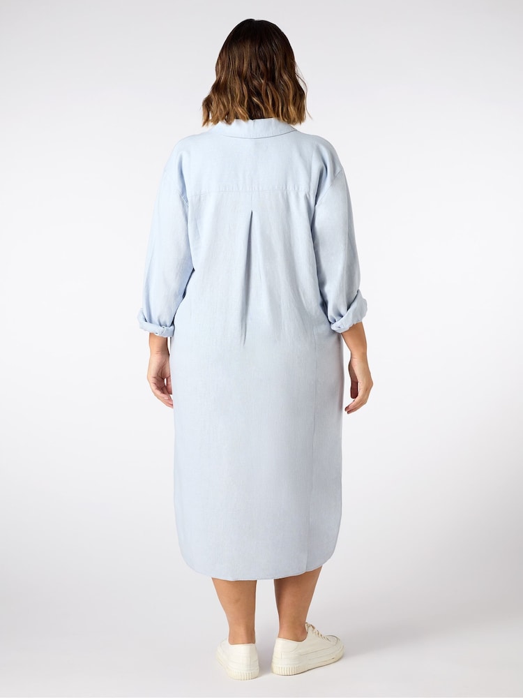 Live Unlimited Blue Linen Shirt Dress - Image 5 of 5