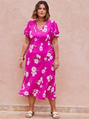 Live Unlimited Pink Flutter Sleeve Dress - Image 1 of 4