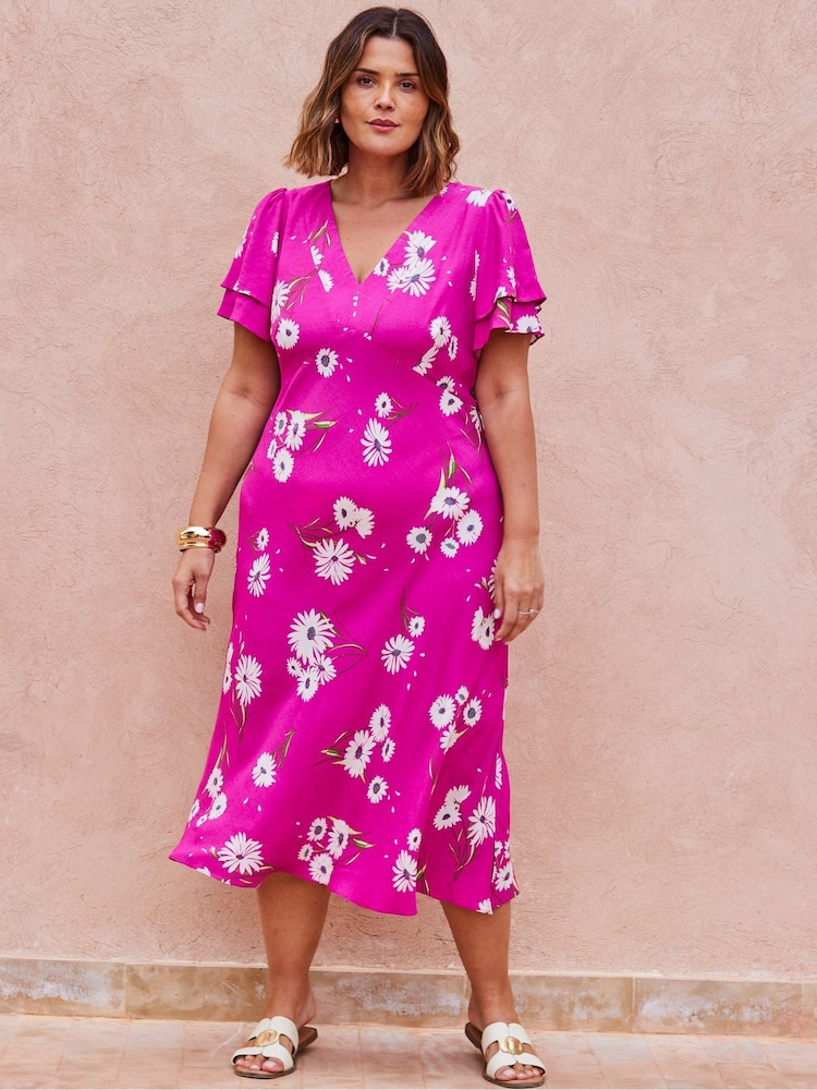 Live Unlimited Pink Flutter Sleeve Dress - Image 1 of 4