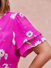 Live Unlimited Pink Flutter Sleeve Dress - Image 3 of 4