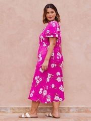 Live Unlimited Pink Flutter Sleeve Dress - Image 4 of 4