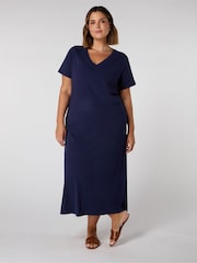 Live Unlimited Blue 100% Cotton Slub T-Shirt Dress - Image 1 of 3