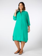 Live Unlimited Green Linen Shirt Dress - Image 1 of 4